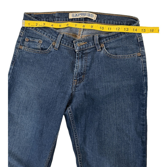 Express Jeans Womens 2R Blue Bootcut Flare Stretch Denim Meristem Precision Fit - Picture 6 of 9